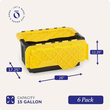 HOMZ 6-Pack Durabilt Tote, Heavy Duty Plastic Storage Bins - Image 4
