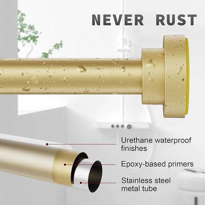 Thestoa Gold Shower Curtain Rod Adjustable 43-78 inch, Anti-Rust Non-Slip - Image 4