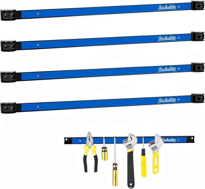 4 Pieces 24" Magnetic Tool Holder Strip, Metal Tool Organizer Rack by RechabiteMagneticTools