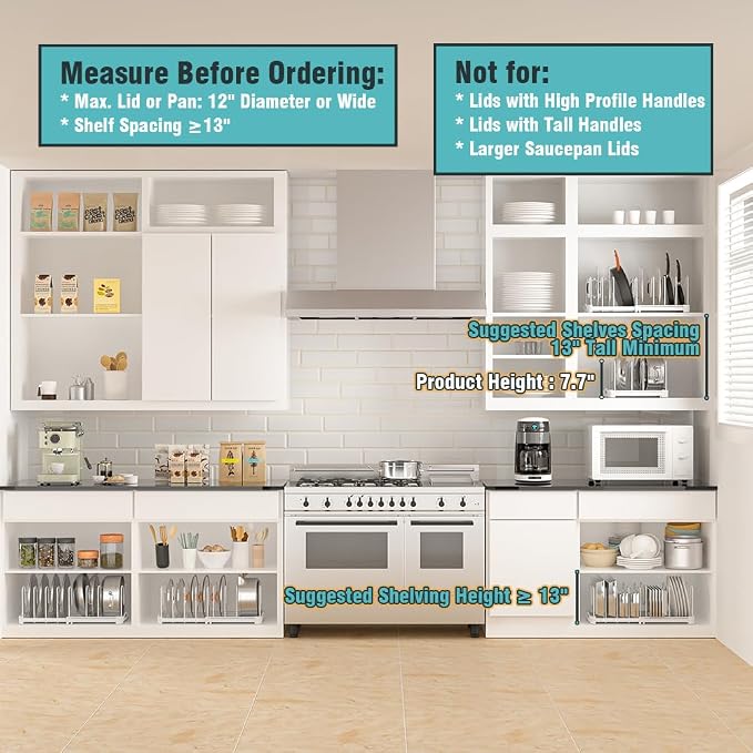 EVERIE Adjustable Bakeware Organizer Pot Lid Holder Rack - Image 2