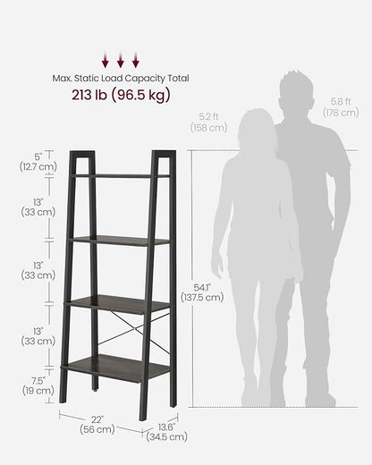 VASAGLE Ladder Shelf, 4-Tier Bookshelf, Storage Rack, Bookcase - Image 3