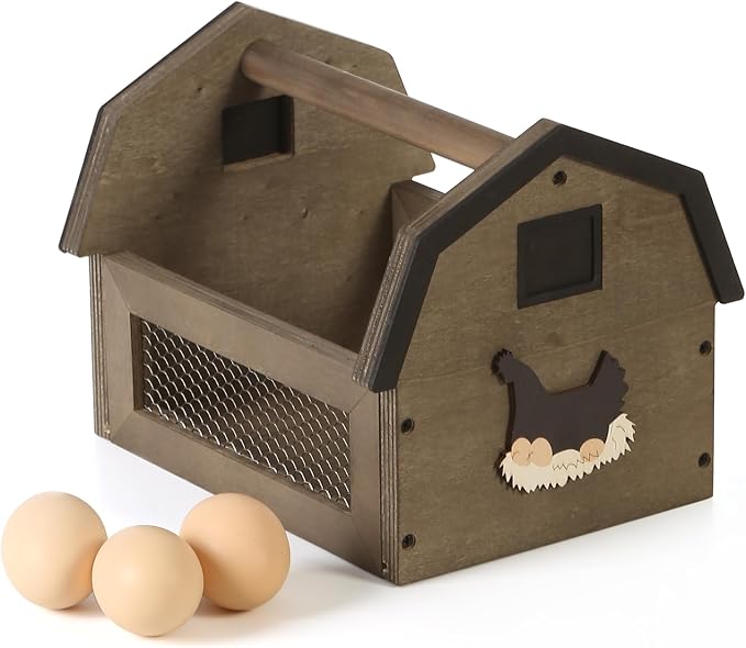 Egg Basket for Gathering Fresh Eggs, Farmhouse Egg Collecting Basket, Wood by ZSHLXM