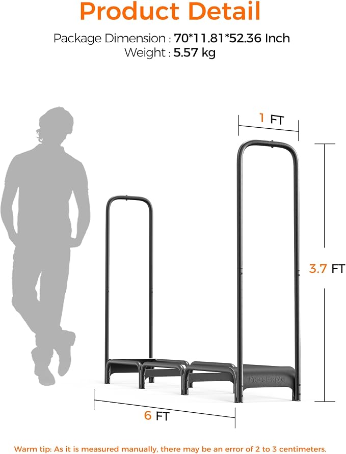 Firewood Rack 6ft, Heavy Duty Fire Wood Storage Racks - Image 9