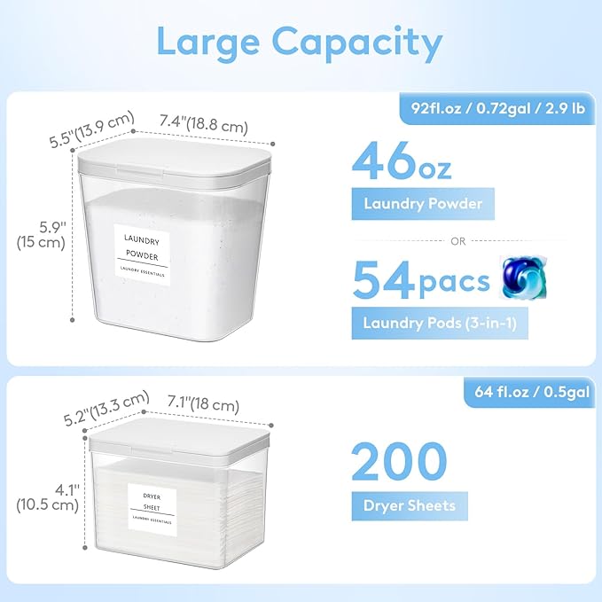 Lifewit 5+1 Laundry Pods Container & Dryer Sheet Holder, Large Powder Detergent - Image 4