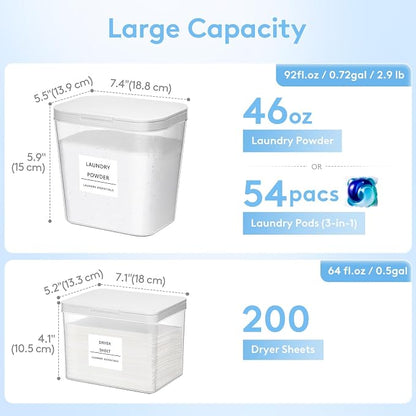 Lifewit 3+1 Laundry Pods Container & Dryer Sheet Holder, Large Powder Detergent - Image 4