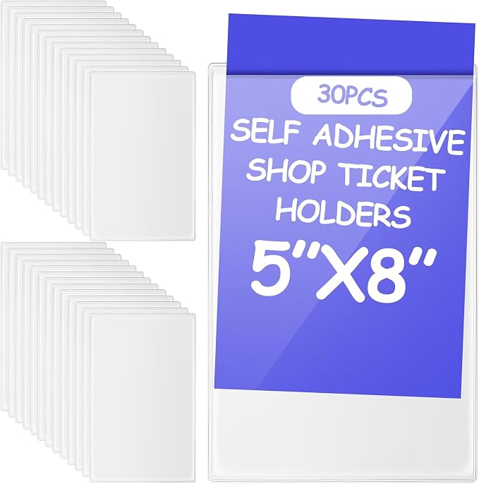 Outus 30 Pcs Self Adhesive Shop Ticket Holders Clear Plastic Sleeves Adhesive by Outus