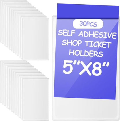 Outus 30 Pcs Self Adhesive Shop Ticket Holders Clear Plastic Sleeves Adhesive by Outus