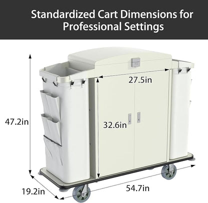 Heavy Duty Metal Housekeeping Janitorial Cart - Image 2