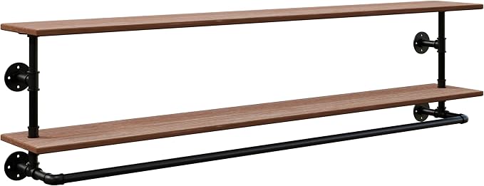 Clothes Rack 55in, 2-Tier Wall Mounted Garment Rack - Image 8
