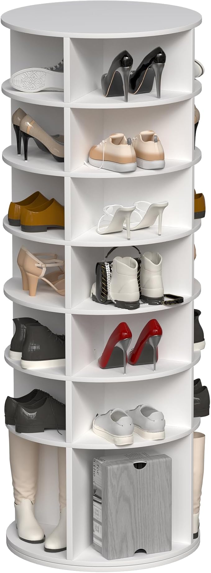 7-Tire Round Rotating Shoe Rack, 360°Spinning Shoe Display, Shoe Organizer by Creatingcomfortableliving