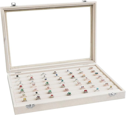 Wudygirl Ring Display with Clear Lid Organizer and Showcase Rings Box with 7 by Wudygirl