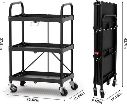Collapsible Service Cart, Folding Utility Cart - Image 3