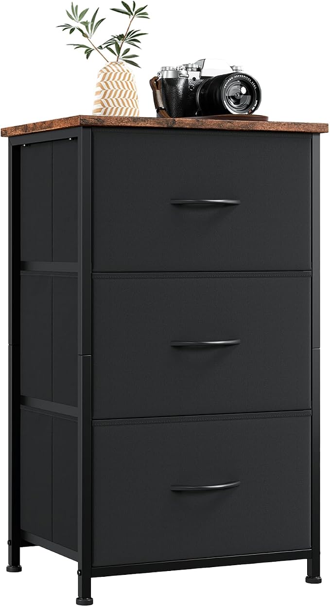 Somdot Dresser for Bedroom, 3 Drawer Storage Cabinet, Steel Frame and Mdf Wood by Somdot