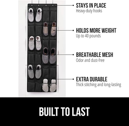 GORILLA GRIP Over the Door Shoe Organizer, 24 Extra Large Breathable Mesh - Image 2