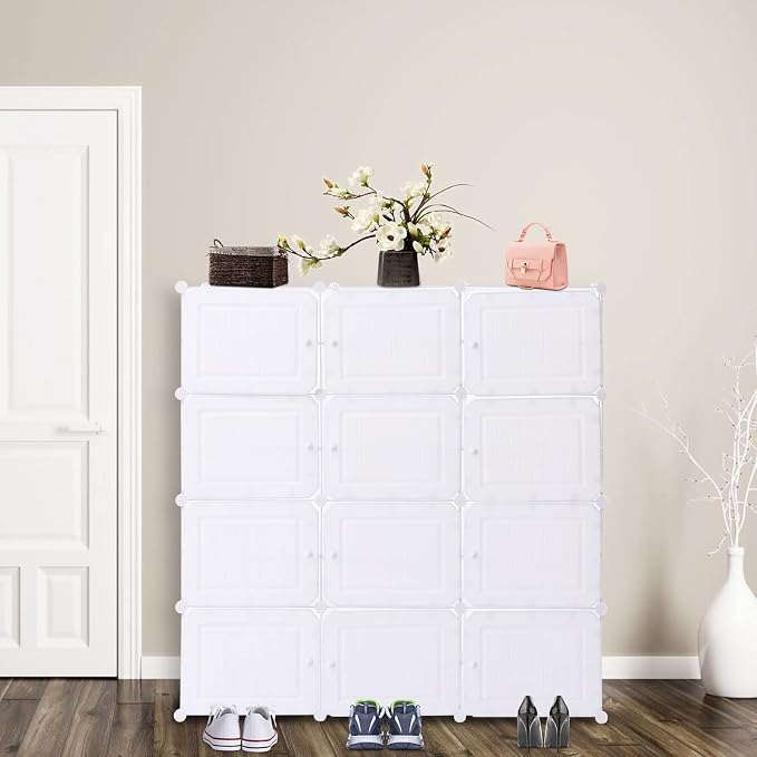 Portable Shoe Rack, 48 Pair DIY Shoe Storage Shelf Organizer, Plastic Shoe - Image 2