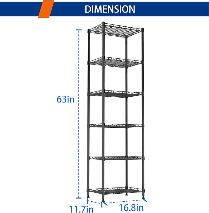 REGILLER 6 Wire Shelving Steel Storage Rack Adjustable Unit Shelves - Image 3
