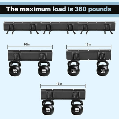 Garage Tool Organizer Wall Mount 48in- 6 Heavy Duty Hooks, 360lbs Capacity - Image 7