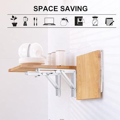 YUMORE Folding Shelf Bracket Heavy Duty, 12 Inch White Collapsible Shelf Bracket - Image 8