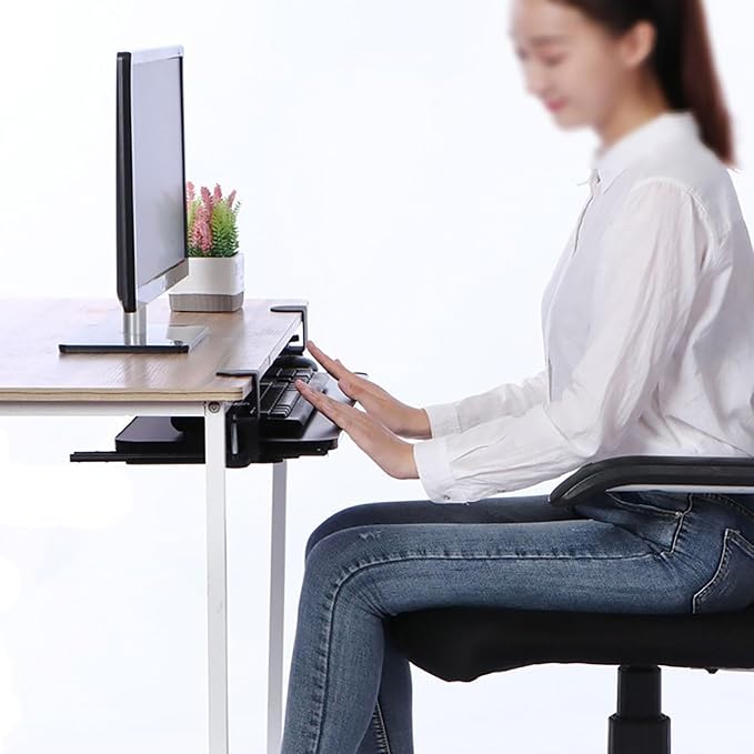 Under Desk Tray No Drill, Slide Out Keyboard Tray Under Desk, Keyboard Slide ut - Image 2