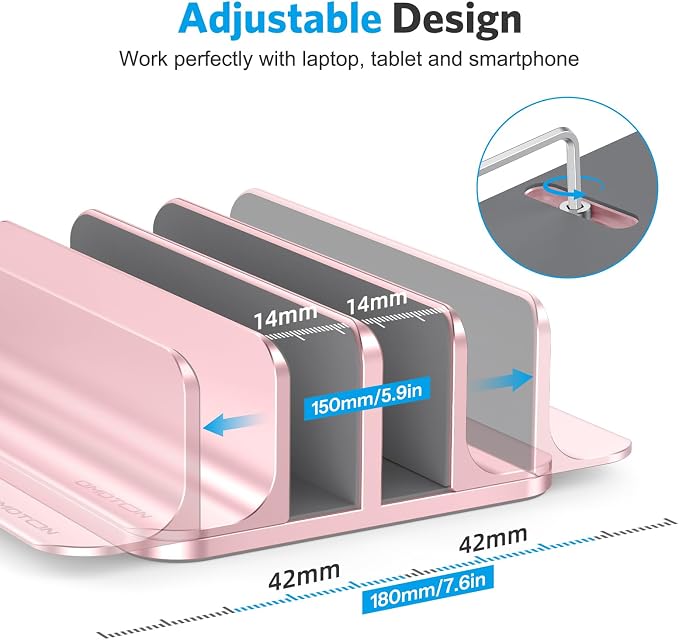 OMOTON Vertical Laptop Stand, Desktop Aluminum Mac Book Stand - Image 4
