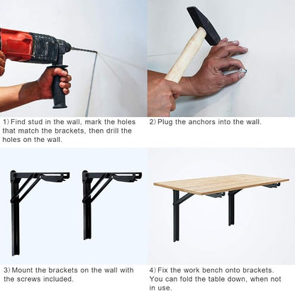Wallmaster Wall Mounted Folding Workbench Heavy Duty Fold Down Table Utility - Image 8