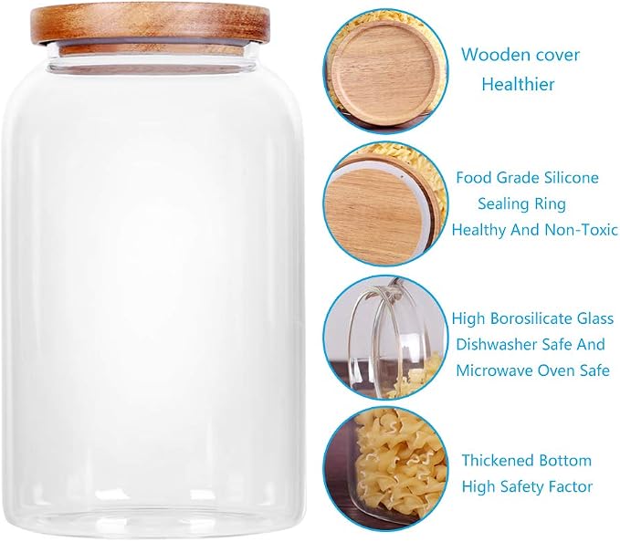 SAIOOL Modern Design Transparent Glass Food Storage Jars, 100FL OZ | 3000ml - Image 4