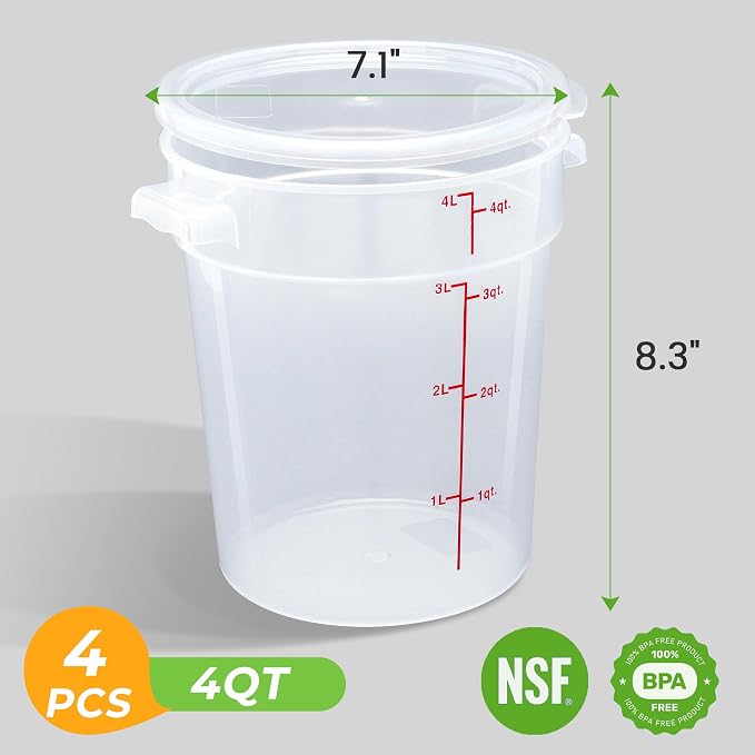 4 Pack Round Food Storage Containers - Image 2