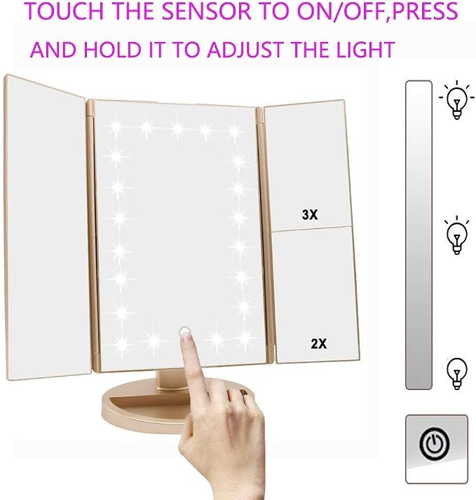 deweisn Floor Mount Tri-Fold Lighted Vanity Mirror - Image 4