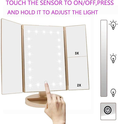 deweisn Floor Mount Tri-Fold Lighted Vanity Mirror - Image 4