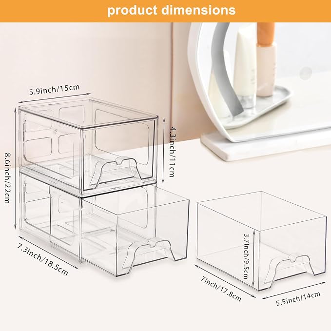 Stackable Makeup Organizer Storage Drawers Set of 4, Pantry Organization - Image 3
