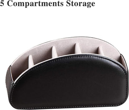 YAPISHI Large Leather TV Remote Control Holder Organizer Black - Image 4