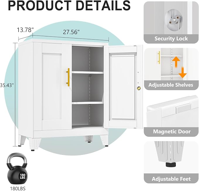 pozdeg 35.43" Metal Storage Cabinet - Image 3
