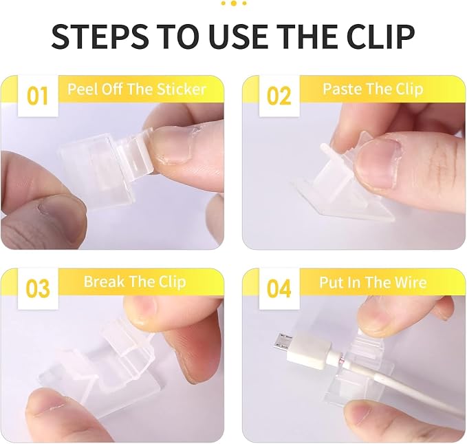 Viaky 30 Pcs Clear Cable Clips Self Adhesive Backed Nylon Adjustable Wire - Image 6