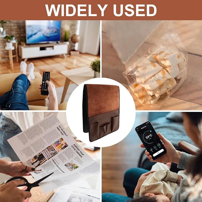 Anti-Slip PU Leather Velvet Sofa Couch Chair Armrest Soft Caddy Organizer Holder - Image 6
