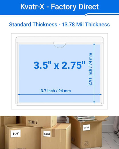 20 PCS Clear Self Adhesive Plastic Label Pockets, Top Loading Business & - Image 2