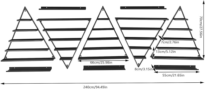 10PCS Black Triangular Nail Polish Racks, 5 Tiers Wall-Mounted Cosmetic Display - Image 3