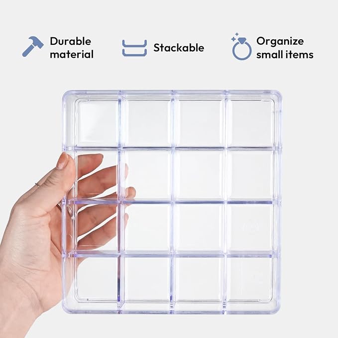 16 Grid Jewelry Organizer Tray, Stackable Design, Jewelry Storage, Makeup - Image 5
