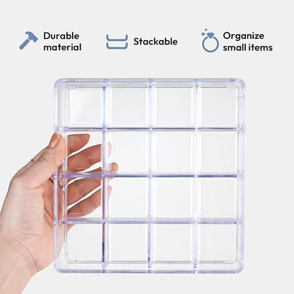 16 Grid Jewelry Organizer Tray, Stackable Design, Jewelry Storage, Makeup - Image 5