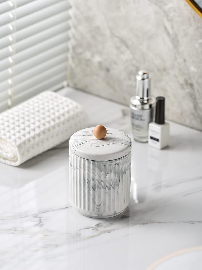 Bathroom Canister with Lid Qtip Holder Dispenser Jar Storage Organizer - Image 3