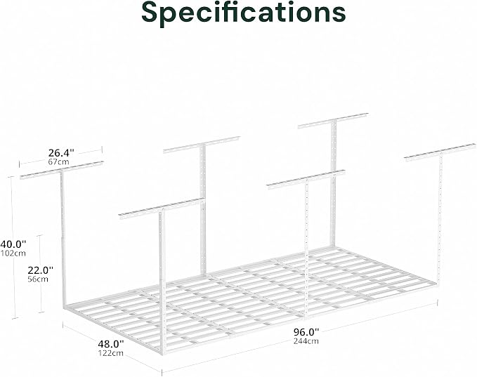 SunsGrove 4x8 Overhead Garage Storage Rack Organization, Adjustable Ceiling - Image 3
