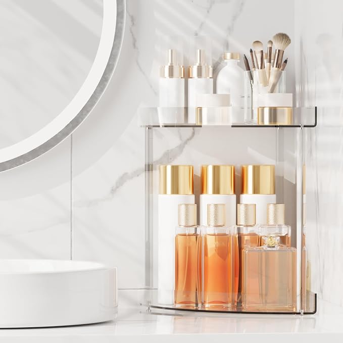 Bathroom Counter Organizer Countertop 2 Tier Storage Acrylic Corner Makeup by Acliys