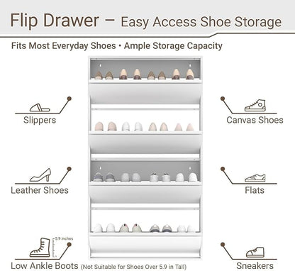 Metal Shoe Cabinet with 4 Flip Drawers, Slim Wall Mounted, Hallway and Mudroom - Image 5