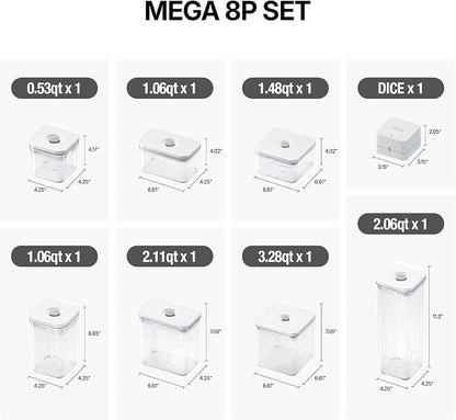 VAKUEN Premium Airtight Food Storage Containers Mega 8P/Set. Total 46.11cup - Image 2