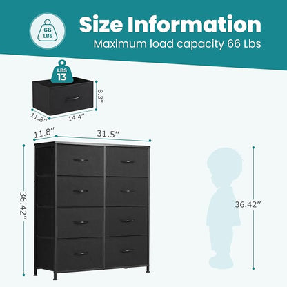 DUMOS 8 Drawer Dresser for Bedroom, Fabric Storage Organizer - Image 3
