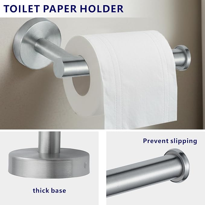 Bathroom Hardware Set Includes Towel Ring, Toilet Paper Holder and 2 Towel Hooks - Image 4