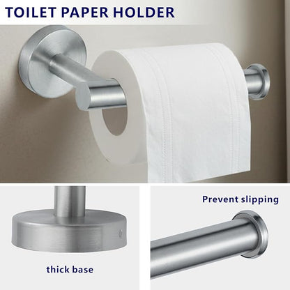 Bathroom Hardware Set Includes Towel Ring, Toilet Paper Holder and 2 Towel Hooks - Image 4