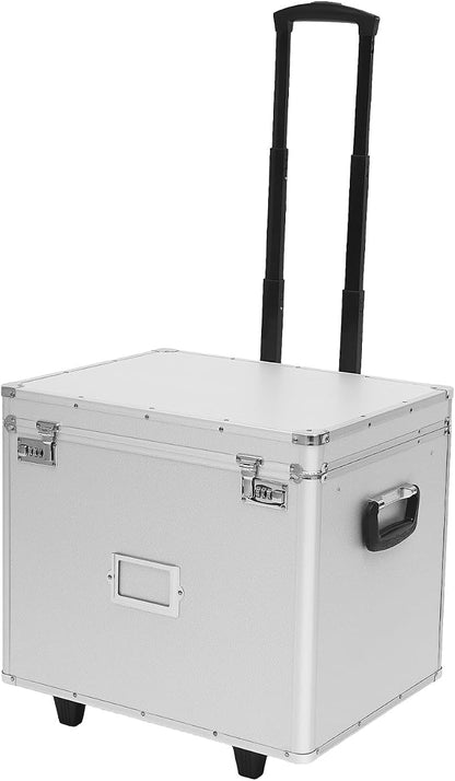 Locking Rolling File Box with Wheels, 19.2" L Portable Aluminum Alloy Storage by Unknown