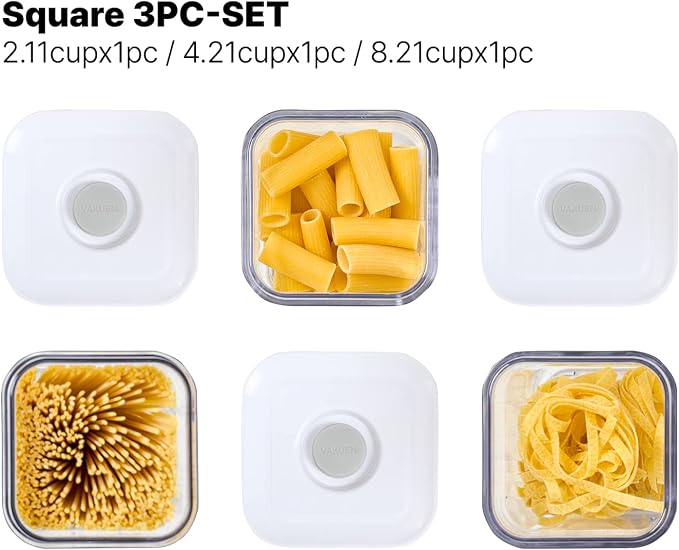 VAKUEN Premium Airtight Food Storage Containers, Square-S 3PC-SET, Smart - Image 8
