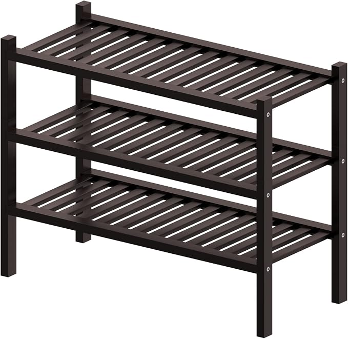 3 Tier Bamboo Shoe Rack for Closet Free Standing Wood Shoe Shelf for Entryway - Image 7