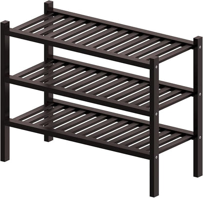 3 Tier Bamboo Shoe Rack for Closet Free Standing Wood Shoe Shelf for Entryway - Image 7